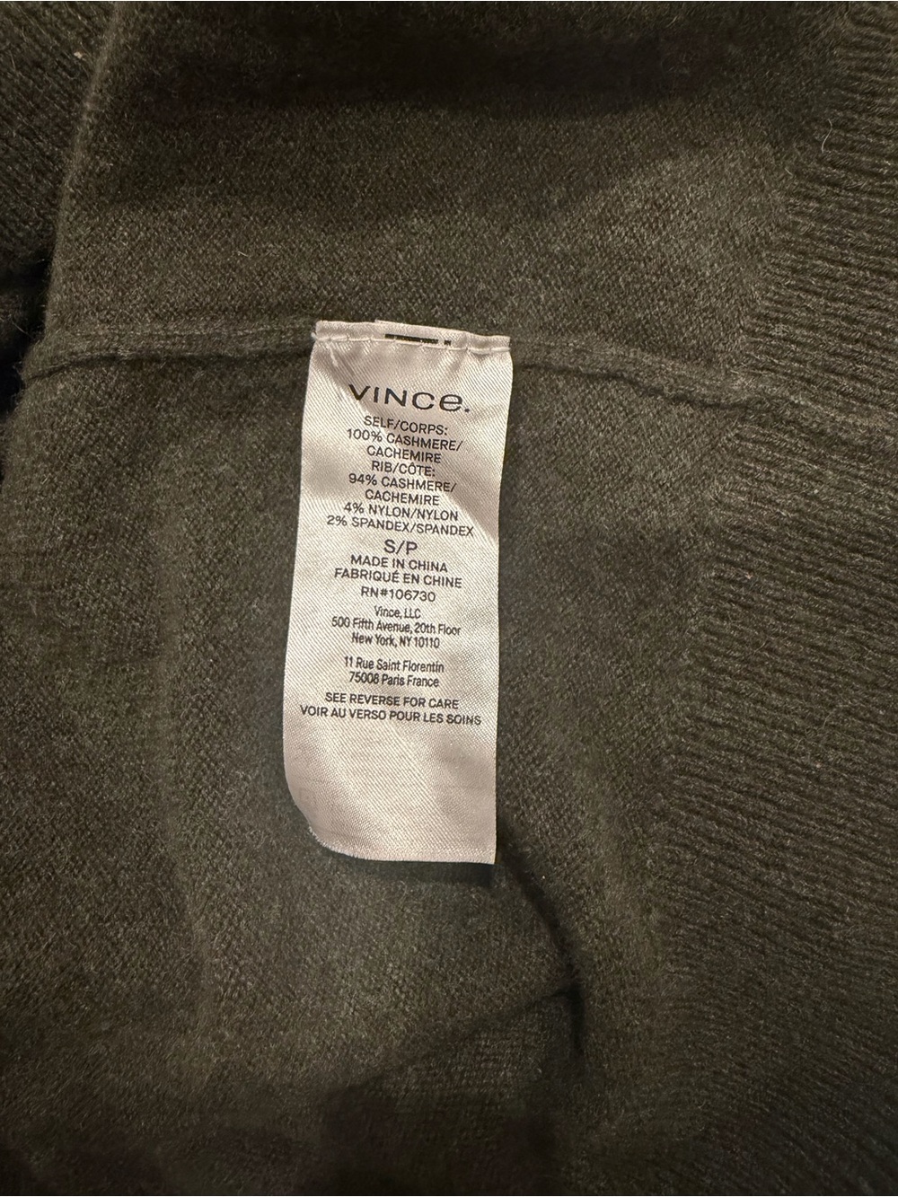 Vince Olive V-Neck Women's Sweater - Picture 4 of 4